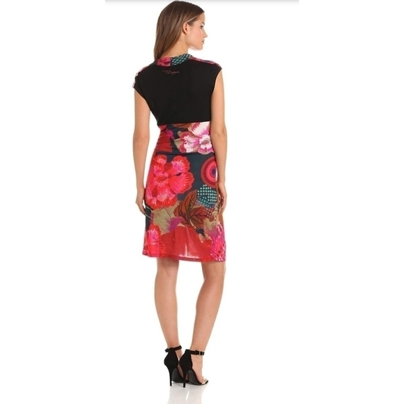 Desigual Azucena Midi Twist Front Floral Dress Md - Picture 2 of 8